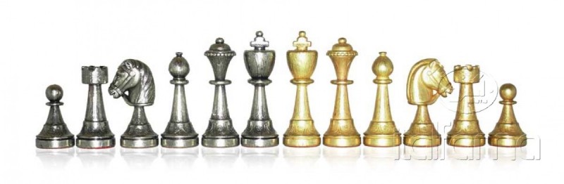 Šah set ITALFAMA Stauton Metal Zinc + White/Black Briar Wood Chessboard 42x42 cm