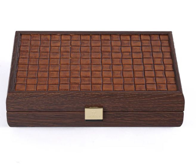 Domino set MANOPOULOS 5,2x2,7x1cm Brown Leather Knitted wood